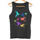 Origami Birds Pleated Kirigami Paper Crane Bird Tank Top