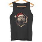 Otter With Christmas Hat Sunglasses Cute Otter Tank Top