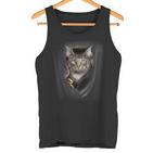 Pocket With Maine Coon Cat Motif Tank Top