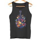 Guitar Player Watercolour Splash Guitar Tank Top