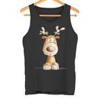 Happy Reindeer I Deer Wild Animal Elk Christmas Fun Tank Top