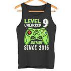 Level 9 Unlocked Awesome 2016Ideospiel 9Th Birthday Boy Tank Top