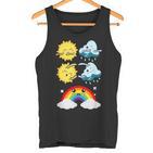 Lustige Tanzende Sonne Wolke Regenbogen Natur Regen Sommer Tank Top