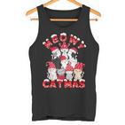 Meowy Catmas Santa Cats Reindeer Tree Christmas Tank Top