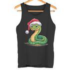 Merry Christmas Snake Xmas Party Eve Santa Hat Tank Top