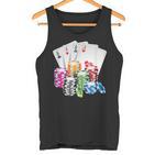 Poker Gambling Game Cards Chips Casino Poker  Tank Top