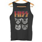 Hiss Cat Cats Kitten Rock Music Cat Lovers Hiss Tank Top