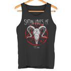 Satanist Baphomet 666 Satanism Satan Loves Me Tank Top