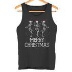 Skeletons Dance With Christmas Hats Merry Christmas Skeleton Tank Top