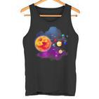 Solar System Motif With Sun Planets Stars Galaxies Tank Top