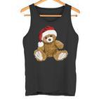 With Teddy Bear And Santa Hat Teddy Bear Christmas Tank Top