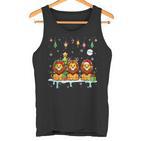 Three Santa Claus Reindeer Elf Lions Christmas Animal Lovers Children's Tank Top