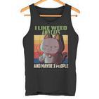 I Like Weed Cats And Maybe 3 People Cat Cannabis Grass Tank Top