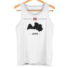 Lettische Flagge Mit Landkarte Und Name Des Landes Lettland Tank Top