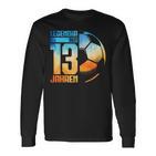 13Th Birthday Decoration Football Player 13 Years Boy Nager Langarmshirts