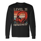 35Th Birthday Boysideo Gamer Level 35 Unlocked Langarmshirts