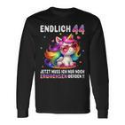 44 Geburtstag Geschenke Frau 44 Jahre Einhorn Party Outfit Langarmshirts