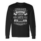 49Th Birthday Legends Were Born In January 1975 Langarmshirts