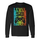 50Th Birthday Man Gamer Level Complete 50 Years Langarmshirts