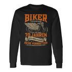 70Th Birthday Man Motorcycle Biker 70 Years Biker Langarmshirts