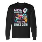 9Th Birthdayideo Game Level 9 Unlockedideo Player Boys Langarmshirts