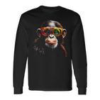 Affe Sonnenbrille Tier Zoo Bunt Kunst Affe Langarmshirts