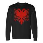 Albanian Flag Albania Eagle Shqip Shqiponja Albania Langarmshirts