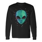 Alien Head Starry Night Sky Fun Langarmshirts