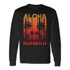 Aloha Hawaii Palm Trees Paradise Beach Holiday Summer Langarmshirts