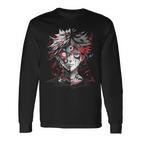 Anime Manga Motif Red Eyes Illustration Anime Langarmshirts