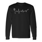 Badminton Heartbeat Shuttlecock Ecg Badminton Player Langarmshirts