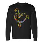 Bass Clef Heart I Love Music Bass Langarmshirts