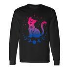 Bisexual Astrology Cat Colours Of Bi Pride Flag Langarmshirts