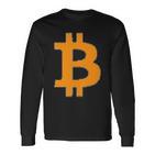 Bitcoin Logo Small Simple Subtle Little Centred Langarmshirts