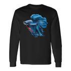 Blue Betta Fish And Siamese Betta Fish Tank Owner Langarmshirts