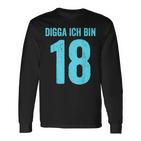 Blue Digga Ich Bin 18 Jahre Junge 18Th Birthday Langarmshirts