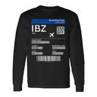 Boarding Pass Ibiza Ibz Flight Ticket Ibiza Langarmshirts