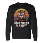 Bober Kurwa Meme Poland Beaver Costume Yes Pierdole Bóbr Langarmshirts