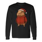 Capybara Ugly Sweater Santa Hat Christmas Langarmshirts