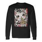 Cat Ramen Noodle Japanese Anime Manga Ramen Kawaii Cat Langarmshirts