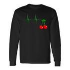 Cherry Heartbeat Cherries Fruits Ecg Pulse Langarmshirts