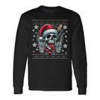 Christmas Skull Ugly Christmas Heavy Xmas Skeleton Langarmshirts