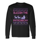 Christmas Sleigh The Patriarchy Feminist Feminism Deer Xmas Langarmshirts