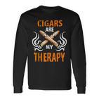 Cigars Are My Therapy Smoker Saying Cigar Smoke Tobacco Langarmshirts