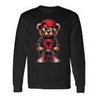 Cool Albanian Teddy Bear Albania Flag Outfit Street Langarmshirts