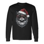 Cool Christmas Cat Santa Christmas Fun Langarmshirts