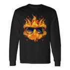 Cool Fire And Flames Glasses Langarmshirts