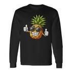 Cool Pineapple Wearing Sunglasses Fun Fruit Langarmshirts