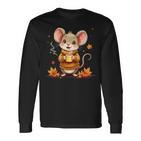 Cute Mouse With Autumn Graphic Langarmshirts