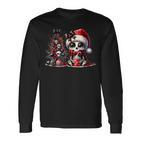 Cute Skeleton Skull Christmas Gothic Christmas Tree Langarmshirts